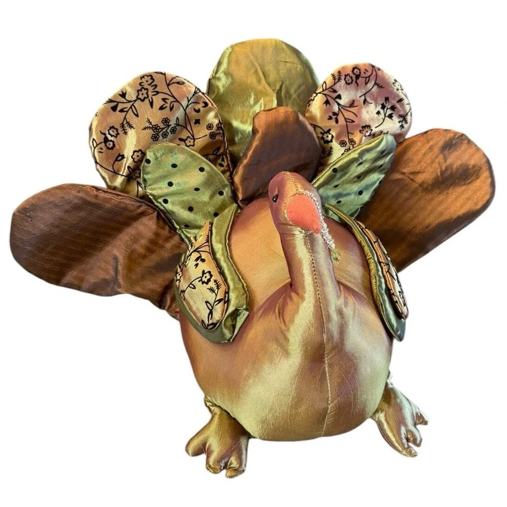 Large Vintage Fabric Turkey Plush Thanksgiving‎ Decor Centerpiece Fall 18